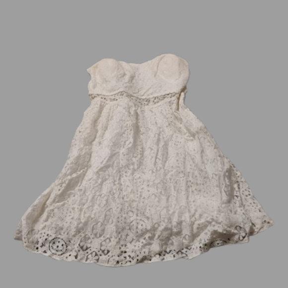 Lilly Pulitzer Womens Brett White Lace Strapless Mini Dress Sz M - Picture 1 of 5